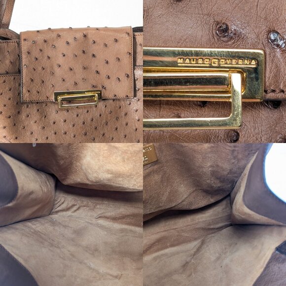 MAURO GOVERNA Ostrich Leather Shoulder Bag - Picture 13 of 14